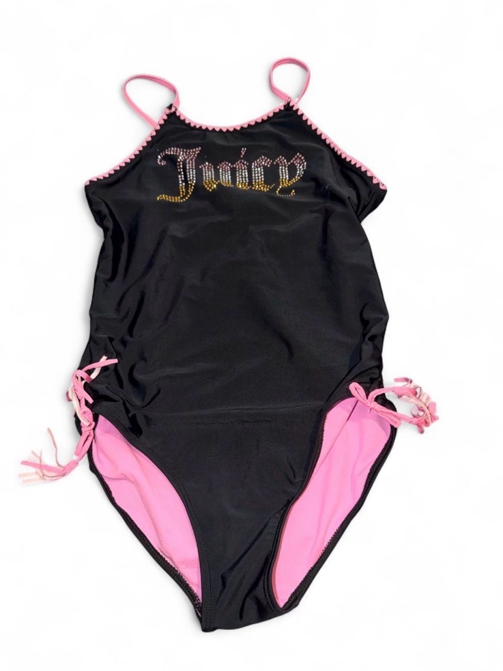 Juicy Couture Black & Pink One-Piece Swimsuit with Rhinestone Logo